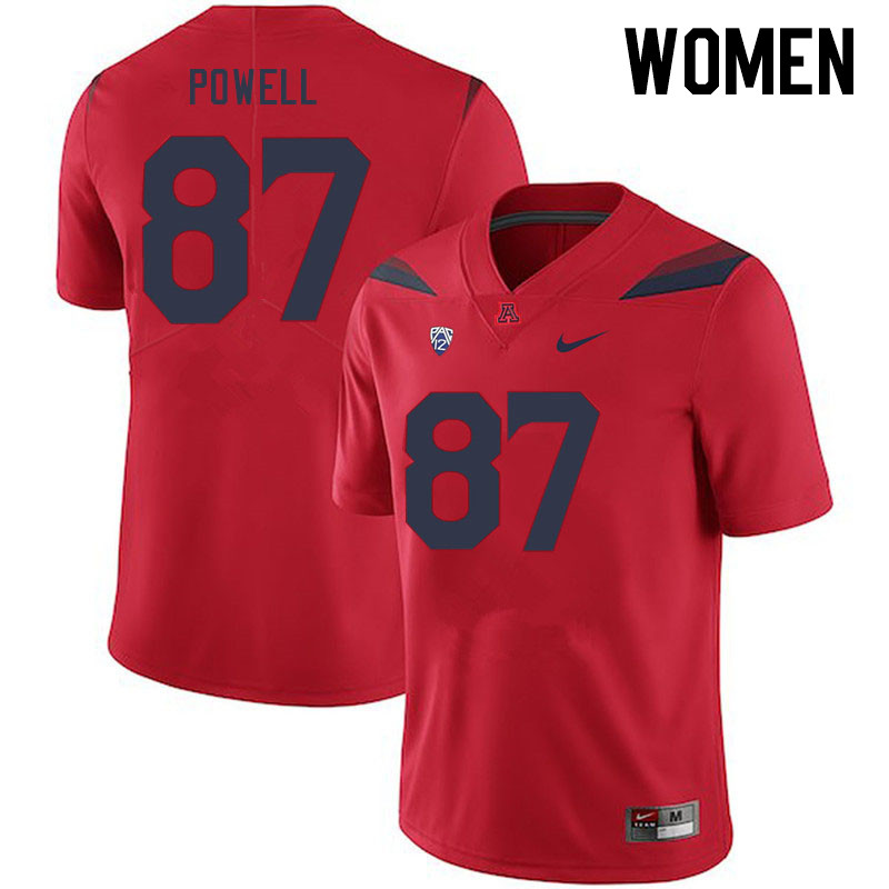 Women #87 Tyler Powell Arizona Wildcats College Football Jerseys Stitched-Red - Click Image to Close